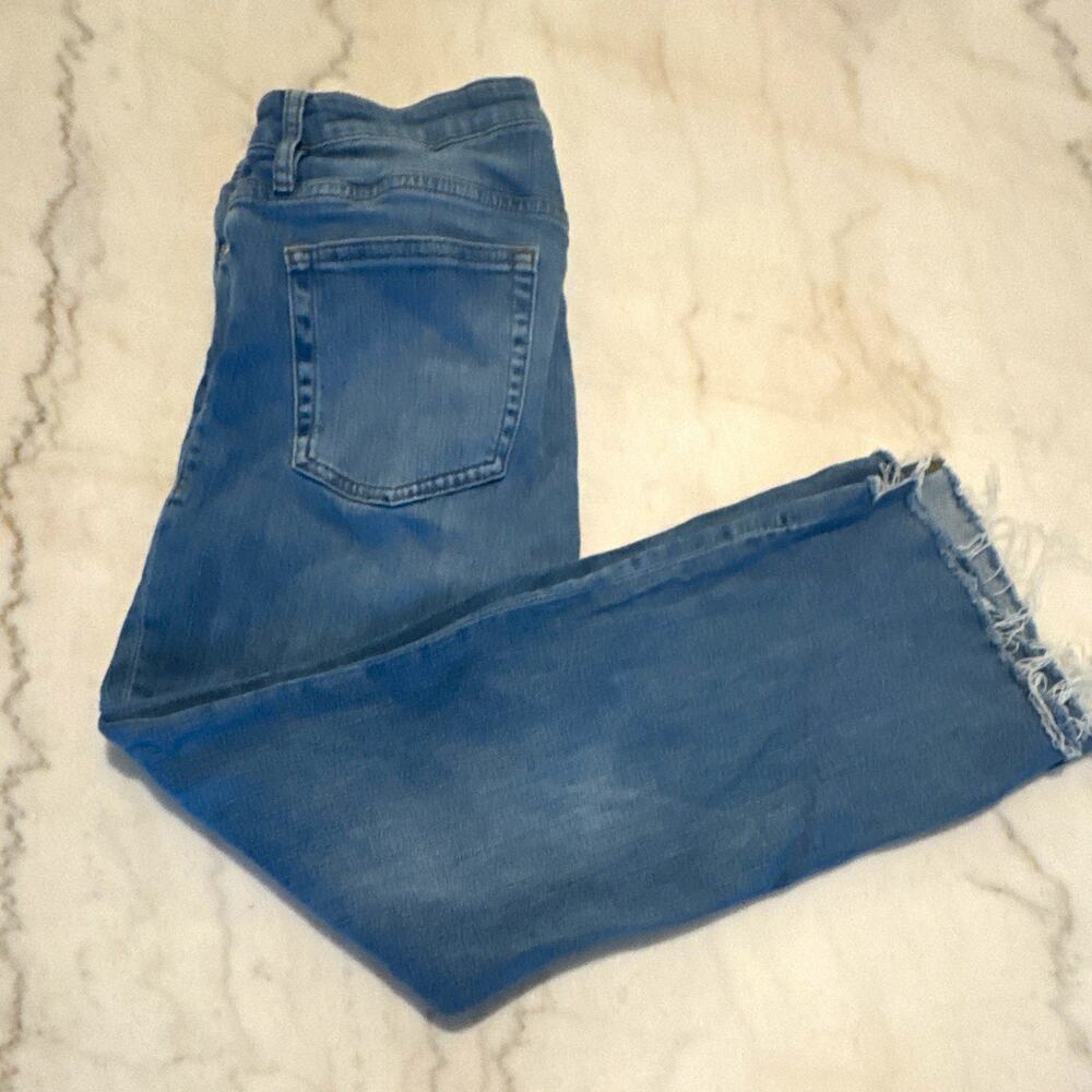 FRAME Women’s Bootcut Jeans Blue Denim Stretch Frayed Hem Mid Rise sz 31 0167